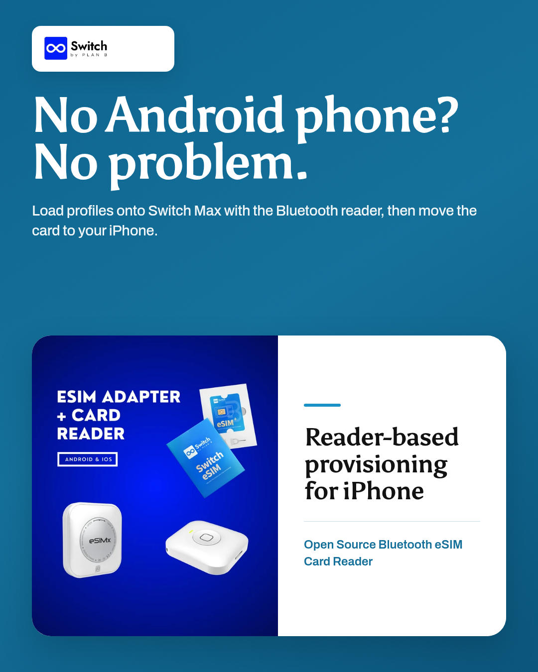 Switch eSIM Adapter + Bluetooth Card Reader Bundle — Load eSIMs Without a Phone (iPhone & Android)