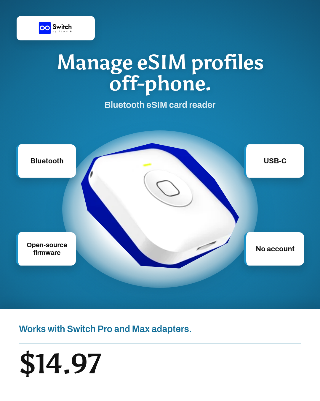 Bluetooth eSIM card reader for off-phone profile management