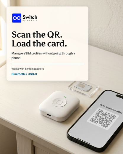 Switch eSIM Adapter + Bluetooth Card Reader Bundle — Load eSIMs Without a Phone (iPhone & Android)