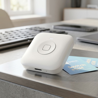White Bluetooth eSIM card reader with Switch eSIM adapter cards